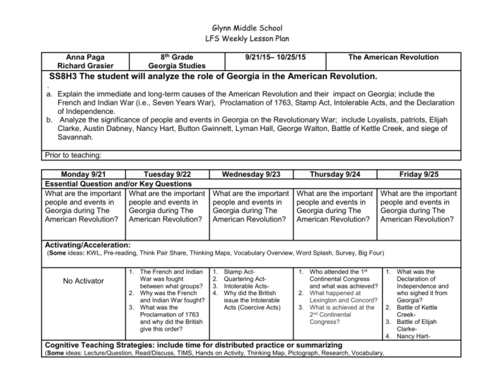 Unit 5: american revolution inquiry lesson