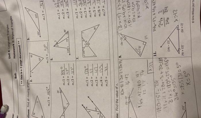 Geometry unit 4 study guide answer key