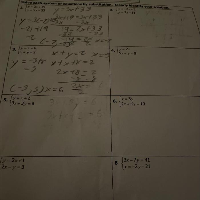 Equations solving systems substitution equation algebra substitute