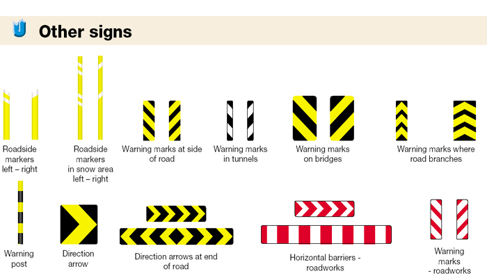 Diagonal lines on the pavement warn drivers of