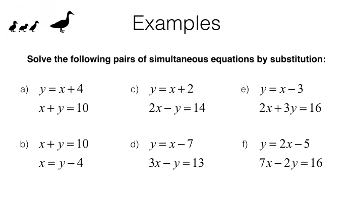 Solving systems of linear equations by substitution answer key