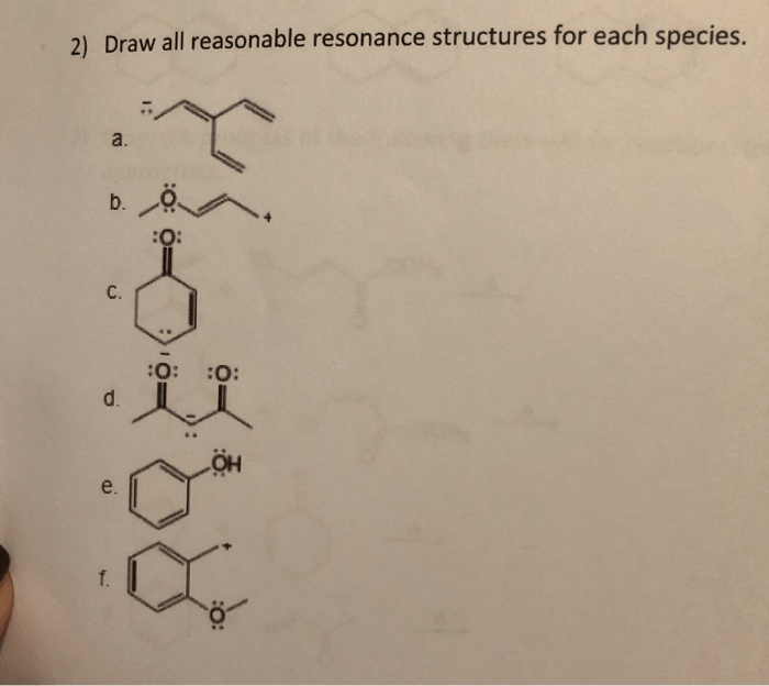 Draw all reasonable resonance structures for the following species.